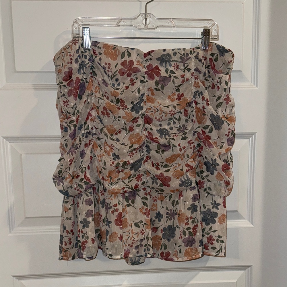 Arula Floral Ruffle Mini Skirt - Cream Multi